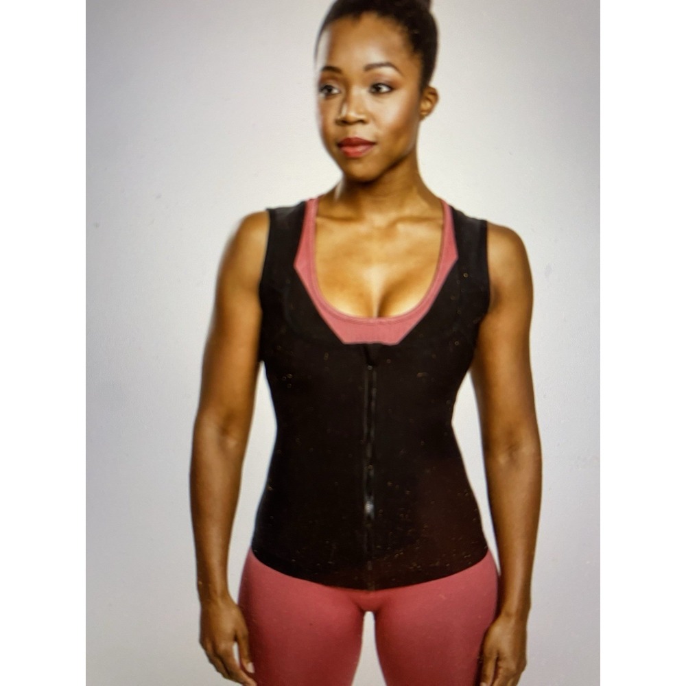 Sweat‎ Shaper Women's ATHLETIC ZIP TANK  Black 2XL/3XL  WorkOut Sauna Vest - Picture 2 of 8